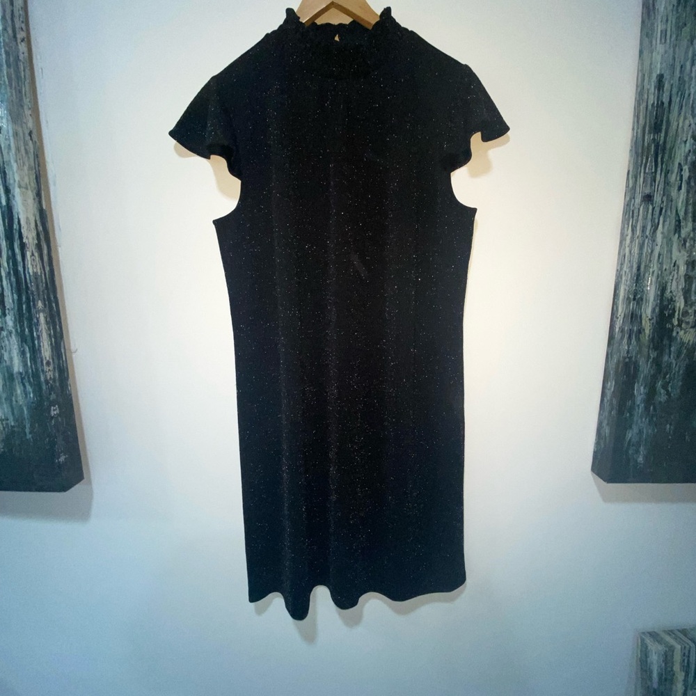 Ann Taylor NWOT Black Midi Dress with Mock Neck‎ and Flutter Sleeves